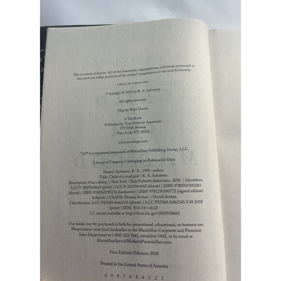 Child of a Mad God A Tale of the Coven by R. A. Salvatore First Edition Hardback - Picture 8 of 8